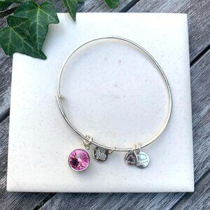 Alex and Ani – October Birthstone Bangle (Rose) – Shiny Silver Finish Expandable